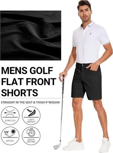PULI Mens Stretch Golf Hiking Shorts Casual Work 9‘’ Quick Dry Dress Waterproof Lightweight Travel with Pockets in Saudi Arabia