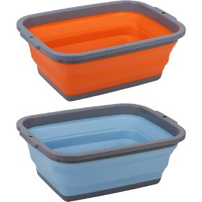 2 Pack Collapsible Sink with 2.25 Gal / 8.5L Each, Foldable Dish Tub for Washing Dishes, Camping, Hiking and Home, Portable Washing Basin