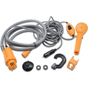 Riloer Portable Camping Shower Outdoor Handheld Shower, 12V Camp Shower Head with Water Pump for Car Washing, Camping, Hiking, Beach, Dog, Flowering Plants in Kuwait