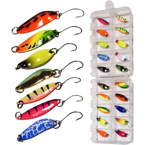 THKFISH Spoon Fishing Lures for Trout Spoons Hard Baits Single Hook Trout Lures Metal Fishing Lures for Char Perch 12Pcs/20Pcs/15Pcs in Kuwait