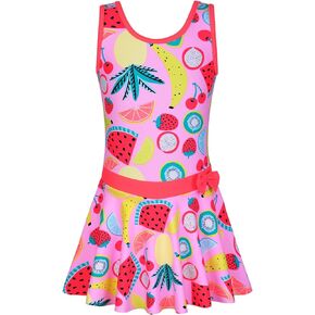 Girls Swimsuit One Piece UPF 50+ Floral Skirted Bathing Suit Modest Beach Swim Dress 3-11 Years in Kuwait