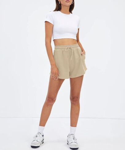AUTOMET Womens Sweat Shorts Casual Summer Athletic Shorts Elastic Comfy Shorts High Waist Shorts Fall Fashion Clothes 2023 in Saudi Arabia