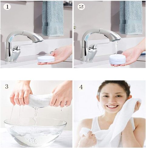 اوبتانيم مناديل ورقية كبيرة مضغوطة للسفر للاستعمال مرة واحدة، مناديل ورقية للتخييم، الرياضة، المشي لمسافات طويلة، مجموعة من 5 قطع، ابيض in Kuwait