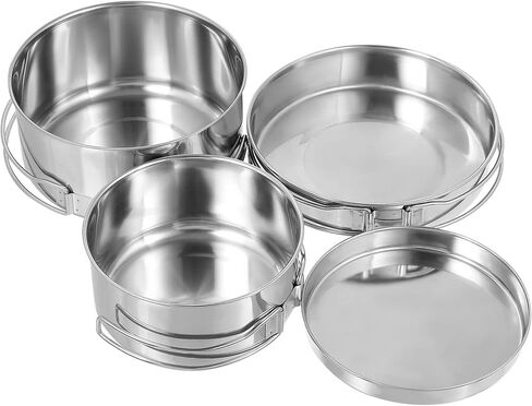 طقم اواني طهي للتخييم من الستانلس ستيل مكون من 4 قطع، طقم اواني طهي للتخييم في الهواء الطلق للتخييم والمشي لمسافات طويلة والنزهات in Kuwait