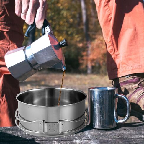 طقم اواني طهي للتخييم من الستانلس ستيل مكون من 4 قطع، طقم اواني طهي للتخييم في الهواء الطلق للتخييم والمشي لمسافات طويلة والنزهات in Kuwait