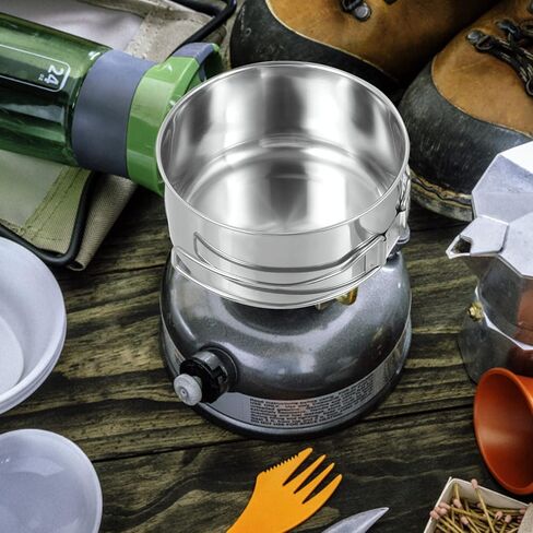طقم اواني طهي للتخييم من الستانلس ستيل مكون من 4 قطع، طقم اواني طهي للتخييم في الهواء الطلق للتخييم والمشي لمسافات طويلة والنزهات in Kuwait