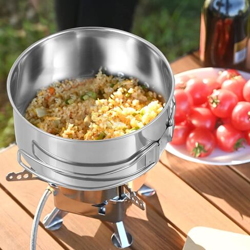 طقم اواني طهي للتخييم من الستانلس ستيل مكون من 4 قطع، طقم اواني طهي للتخييم في الهواء الطلق للتخييم والمشي لمسافات طويلة والنزهات in Kuwait