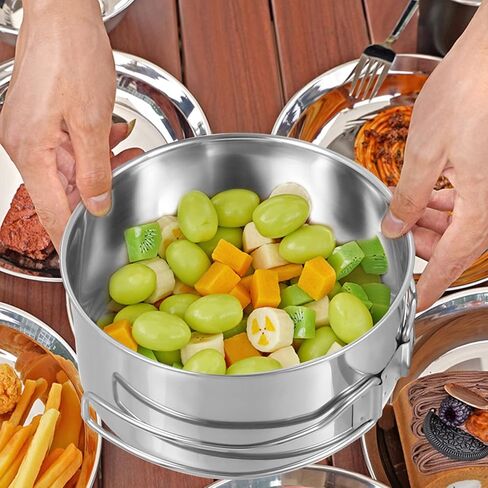 طقم اواني طهي للتخييم من الستانلس ستيل مكون من 4 قطع، طقم اواني طهي للتخييم في الهواء الطلق للتخييم والمشي لمسافات طويلة والنزهات in Kuwait