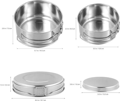 طقم اواني طهي للتخييم من الستانلس ستيل مكون من 4 قطع، طقم اواني طهي للتخييم في الهواء الطلق للتخييم والمشي لمسافات طويلة والنزهات in Kuwait