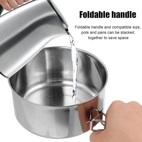 طقم اواني طهي للتخييم من الستانلس ستيل مكون من 4 قطع، طقم اواني طهي للتخييم في الهواء الطلق للتخييم والمشي لمسافات طويلة والنزهات in Kuwait