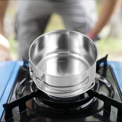طقم اواني طهي للتخييم من الستانلس ستيل مكون من 4 قطع، طقم اواني طهي للتخييم في الهواء الطلق للتخييم والمشي لمسافات طويلة والنزهات in Kuwait