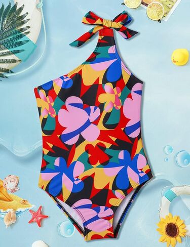 ملابس سباحة للفتيات من Ribabz، بدلات استحمام للفتيات بكتف واحد وقطعة واحدة in Kuwait