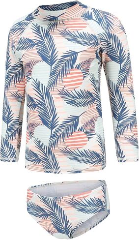 Girls Two Piece Rash Guard Swimsuits Set Long Sleeve Bathing Suit with UPF 50+ Sun Protection Kids Sunsuits Swimwear Set in Saudi Arabia
