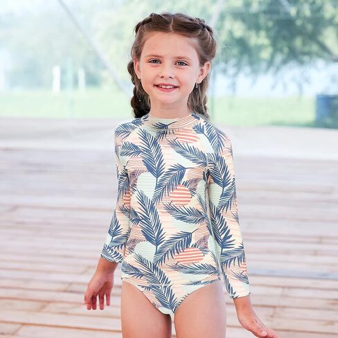 Girls Two Piece Rash Guard Swimsuits Set Long Sleeve Bathing Suit with UPF 50+ Sun Protection Kids Sunsuits Swimwear Set in Saudi Arabia