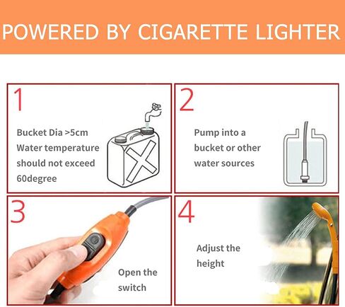 دش Riloer المحمول التخييم دش محمول باليد في الهواء الطلق، 12 فولت رأس دش مع مضخة ماء لغسل السيارات والتخييم والمشي لمسافات طويلة والشاطئ والكلب والنباتات المزهرة in Saudi Arabia