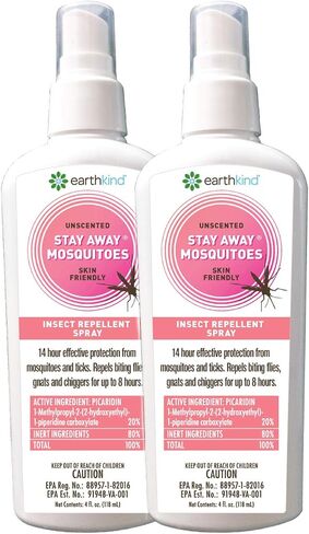 EarthKind Stay Away Mosquitoes Insect Repellent - Plant-Based, Unscented Mosquito Body Spray with Picaridin - Up to 14-Hour Protection - Safe for Children When Used As Directed - Travel Size (4-Pack) in Saudi Arabia