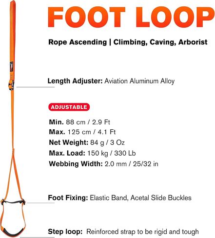 GM CLIMBING Foot Loop Ascender Sling Adjustable for Rope Ascending Climbing Arborist Caving Aid Climbing Gear SRT Rope Walking Frog Ascending in Kuwait