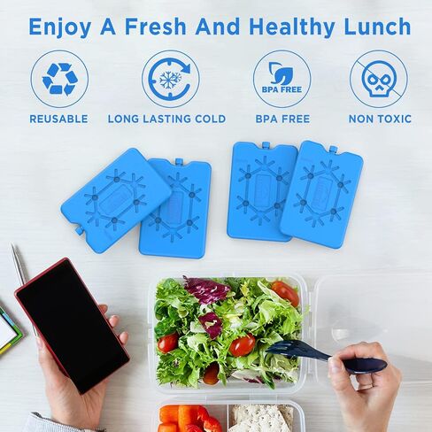 OUTXE Ice Packs for Lunch Box - Reusable Ultra-Thin Freezer Packs - Long-Lasting Cool Packs for Coolers, Keep Food Fresh and Cold in Lunch Boxes and breastmilk Bags in Saudi Arabia