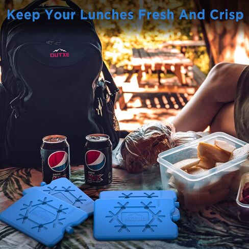 OUTXE Ice Packs for Lunch Box - Reusable Ultra-Thin Freezer Packs - Long-Lasting Cool Packs for Coolers, Keep Food Fresh and Cold in Lunch Boxes and breastmilk Bags in Saudi Arabia