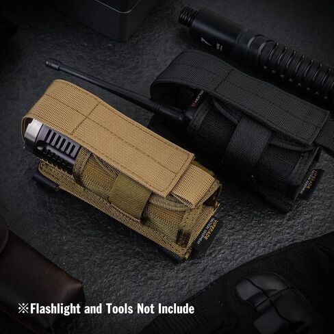 VIPERADE Tactical Flashlight Holster, MOLLE Flashlight Holder, Horizontal & Vertical Carry for Duty Belt, Open Top Flashlight Pouch for Tactical Vest Backpack in Kuwait