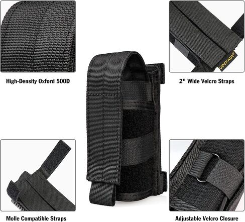 VIPERADE Tactical Flashlight Holster, MOLLE Flashlight Holder, Horizontal & Vertical Carry for Duty Belt, Open Top Flashlight Pouch for Tactical Vest Backpack in Kuwait
