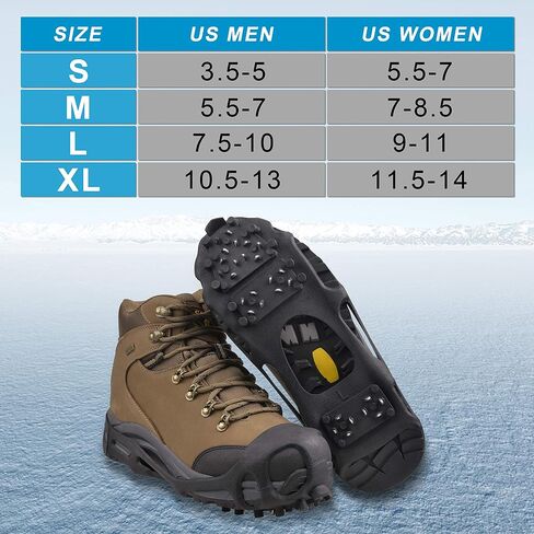 Ice Cleats Snow Cleats Walk Traction Cleats Crampon Anti-Slip Snow Shoes Cleats Winter Walking on Snow and Ice Boots Cleats for Shoes Boots Men Women Hiking Jogging in Kuwait