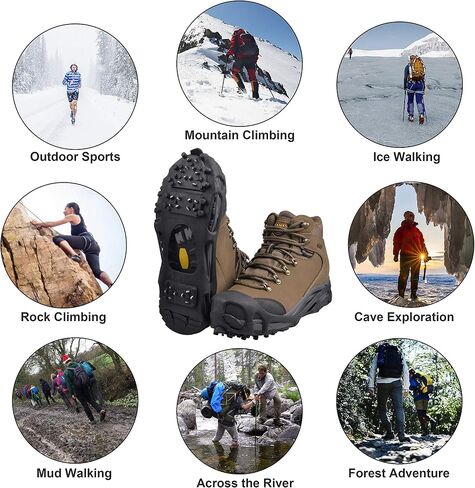Ice Cleats Snow Cleats Walk Traction Cleats Crampon Anti-Slip Snow Shoes Cleats Winter Walking on Snow and Ice Boots Cleats for Shoes Boots Men Women Hiking Jogging in Kuwait