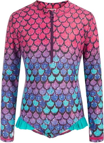 Danna Belle Girls Long Sleeve Swimsuits Rash Guard Swimwear One-Piece Bathing Suits 5-14Y in Saudi Arabia