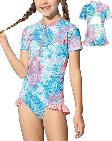 Danna Belle Girls Long Sleeve Swimsuits Rash Guard Swimwear One-Piece Bathing Suits 5-14Y in Saudi Arabia