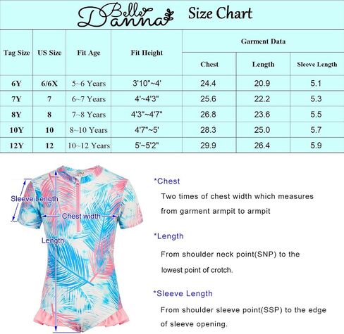 Danna Belle Girls Long Sleeve Swimsuits Rash Guard Swimwear One-Piece Bathing Suits 5-14Y in Saudi Arabia