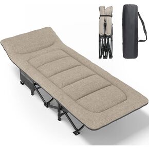 ATORPOK Folding Camping Cot for Adults with Cushion and Pillow | Portable Sleeping Bed with Carry Bag; 450LBS Heavy Duty Support; Lightweight Tent Cot for Camping, Patio & Home Use in Saudi Arabia