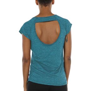 icyzone Workout Running Shirts for Women - Fitness Gym Yoga Exercise Short Sleeve T Shirts Open Back Tops in Saudi Arabia