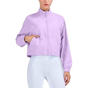 Vsaiddt UPF 50+ Workout Jackets for Women Athletic Zip Up Running Jacket Sun Protection Lightweight UPF Cropped Jacket