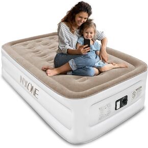 NXONE Twin Size Air Mattress, 13" Inflatable Airbed with Built-in Pump Quick Self-Inflation/Deflation Blow Up Mattress for Home Portable Camping Travel, Durable Waterproof