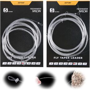 Goture 5/10/20 Pcs Pre-Tied Loop Tapered Leader Fly Fishing Fly Fishing Leader Combo,Fly Fishing Tepet Line Nylon Fly Line Leader Freshwater Saltwater 0X 1X 2X 3X 4X 5X 6X 7X