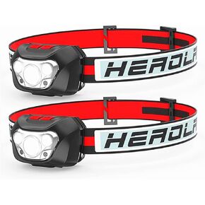 DTXMYT Replaceable Battery,2-Pack 1200 Lumen Super Bright with White Red LED Head Lamp Flashlight, 8 Modes, Motion Sensor, Waterproof, Outdoor Fishing Camping Running Cycling Headlight in Saudi Arabia