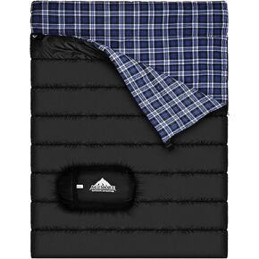 Cotton Flannel Double Sleeping Bag, 2 Person Camping Sleeping Bag | Queen Size for Adults Couples Family Camping Backpacking Hiking or Rv Traveling, Lightweight and Waterproof, 3-4 Season Use in Saudi Arabia