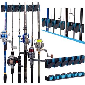 حامل صنارة صيد للجراج، حامل صنارة صيد يثبت على الحائط، رف صنارة صيد يحمل ما يصل الى 12 صنارة او مجموعة، رف صنارة الصيد للمراب والتخزين والحائط وحامل صنارة السقف من قطعتين in Kuwait