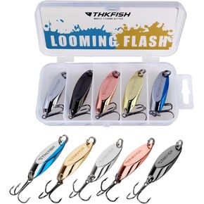 THKFISH Fishing Lures Trout Lures Fishing Spoons Lures for Trout Pike Bass Crappie Walleye 1/8oz 1/5oz 1/4oz 3/8oz 1/2oz 3/4oz 5pcs