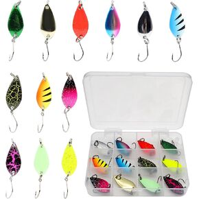 Fishing Spoon Lures Colorful Spinner Hard Baits Single Hook Metal Design | Fishing spoon lure set with colorful metal baits and single hooks, spinner design for trout bass salmon freshwater saltwater in Saudi Arabia