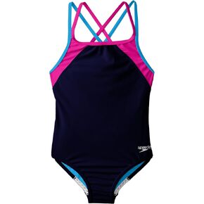 Speedo Girl's Swimsuit One Piece Solid Cross Back Multi Straps in Kuwait