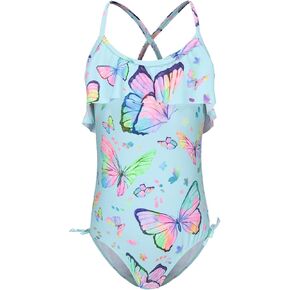 Girls One Piece Swimsuits Ruffle Bathing Suit Kids Hawaiian Floral Swimwear 3-16 Years in Saudi Arabia