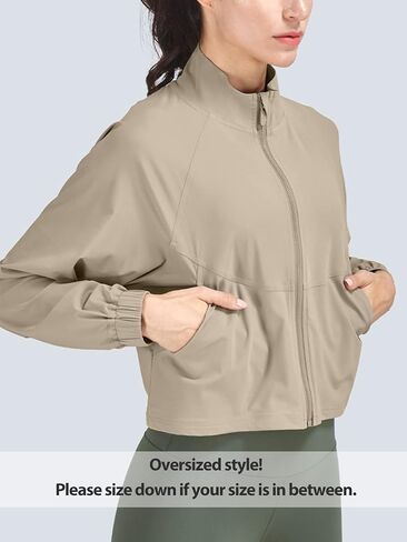Vsaiddt UPF 50+ Workout Jackets for Women Athletic Zip Up Running Jacket Sun Protection Lightweight UPF Cropped Jacket in Saudi Arabia