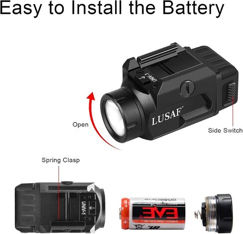 Mini 500 Lumen Gun Flashlight Compact LED Rail Mounted Tactical Flashlights Pistol Weapon Light with Strobe Gun Lights for Pistols Fits Picatinny MIL-STD-1913 Glock Taurus Ruger Springfield H&K S&W in Saudi Arabia