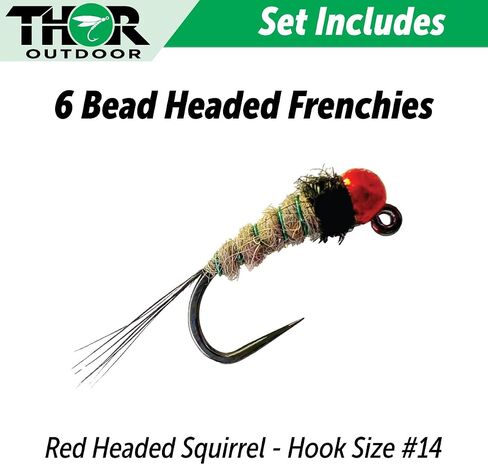 Thor Outdoor Frenchie Fly Fishing Nymph - حزمة صديقة للبيئة - مجموعة ذبابة ذات رأس خرزي يورو لسمك السلمون المرقط والبانفيش in Saudi Arabia