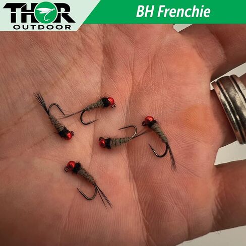 Thor Outdoor Frenchie Fly Fishing Nymph - حزمة صديقة للبيئة - مجموعة ذبابة ذات رأس خرزي يورو لسمك السلمون المرقط والبانفيش in Saudi Arabia