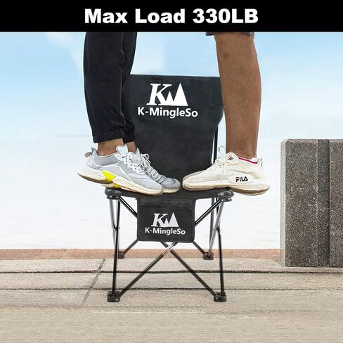 K-MingleSo Upgraded Folding Camping Chair with Side Pocket, Compact Ultralight Backpacking Chair for Fishing, BBQ, Beach, Travel, Picnic, Large Size, Hold Up to 330lbs [Black] in Kuwait