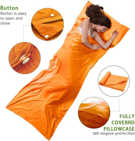 OTDEST Travel and Camping Sheet Sleeping Bag Liner - Lightweight Compact and Portable Adult Sleeping Bag - Ideal for Traveling,Hostels and Camping in Kuwait