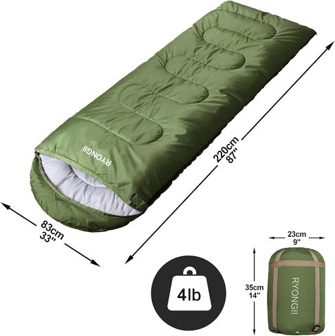 RYONGII Sleeping Bags 32℉ for Adults Teens - 4 Seasons Portable CompressionLightweight Waterproof Youth for Indoor & Outdoor, Waterproof, Backpacking and Outdoors Hiking in Saudi Arabia