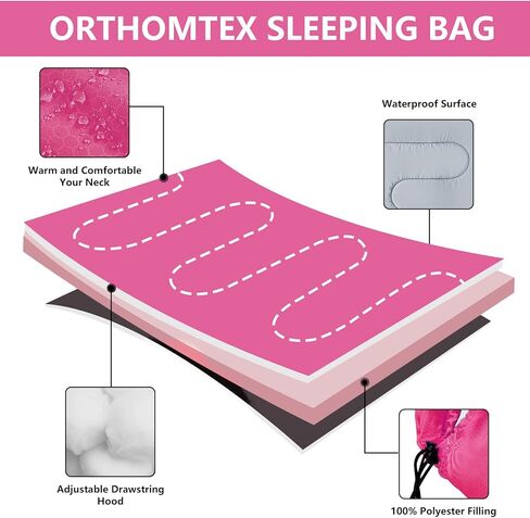 ORTHOMTEX Sleeping Bags for Adults,Kids & Girls-Warm & Cold Weather Lightweight Waterproof Sleeping Bag Backpack with Compact Bag,Great for 3-4 Seasons Hiking,Camping and Outdoor Mountaineering in Kuwait